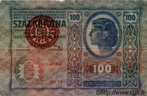 100 Korona UNGHERIA  1920 P.027 MB