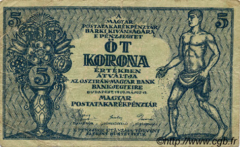 5 Korona HUNGARY  1919 P.034 F