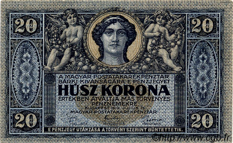 20 Korona HUNGRíA  1919 P.038a SC