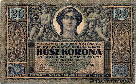 20 Korona HUNGARY  1919 P.042 F+