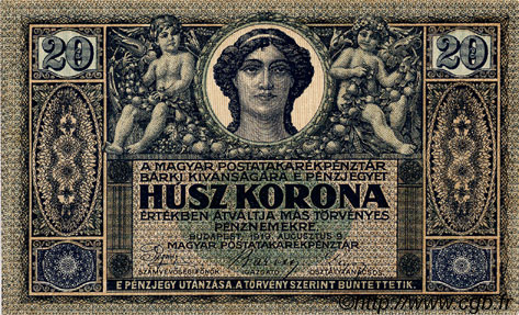20 Korona HUNGARY  1919 P.042 XF