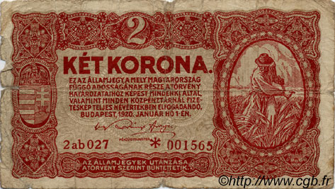 2 Korona HUNGRíA  1920 P.058 MC