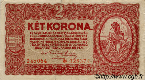 2 Korona HUNGARY  1920 P.058 VF