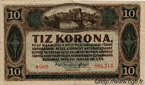 10 Korona UNGARN  1920 P.060 S