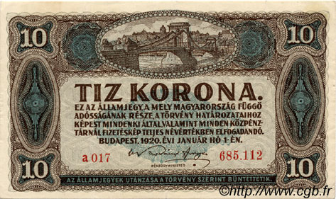 10 Korona HUNGRíA  1920 P.060 EBC