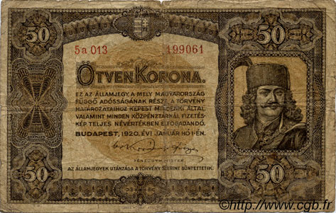 50 Korona HUNGARY  1920 P.062 G