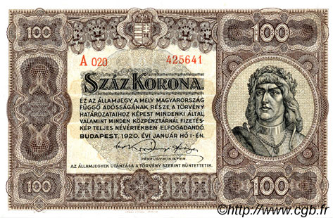100 Korona UNGHERIA  1920 P.063 AU