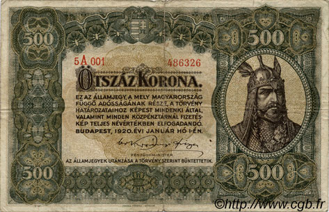 500 Korona HUNGRíA  1920 P.065 BC