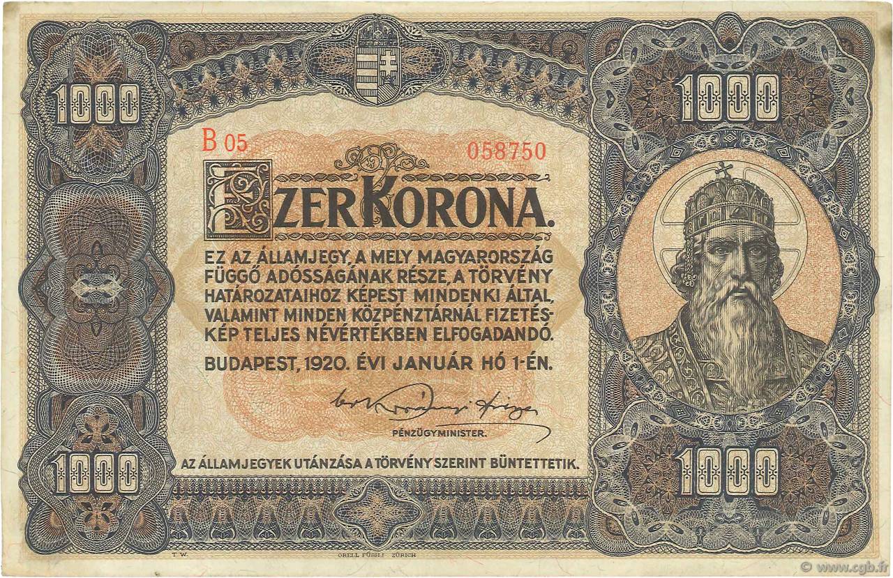1000 Korona HONGRIE  1920 P.066a TTB