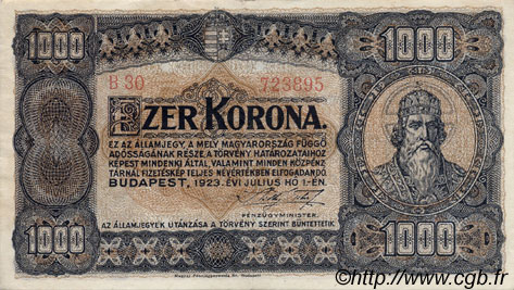 1000 Korona HUNGARY  1923 P.075a XF+