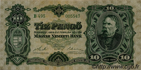 10 Pengö HUNGARY  1929 P.096 XF