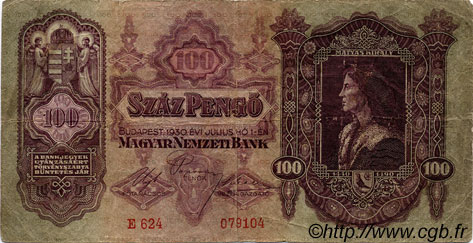 100 Pengö HUNGARY  1930 P.098 F