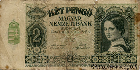 2 Pengö HUNGARY  1940 P.108 VG