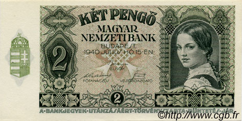 2 Pengö HUNGARY  1940 P.108 UNC