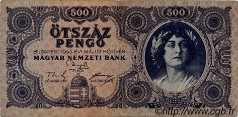 500 Pengö HUNGARY  1945 P.117a VF