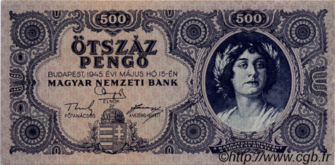 500 Pengö HUNGARY  1945 P.117a AU