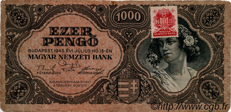 1000 Pengö UNGARN  1945 P.118b S
