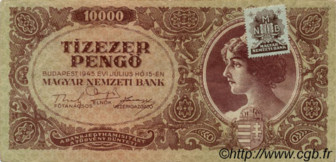 10000 Pengö HUNGARY  1945 P.119b VF