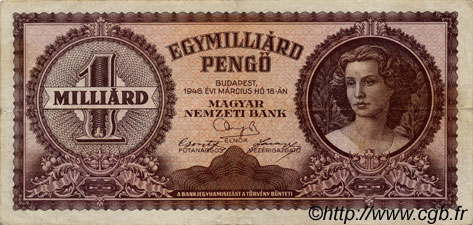 1000000000 Pengö HUNGARY  1946 P.125 VF