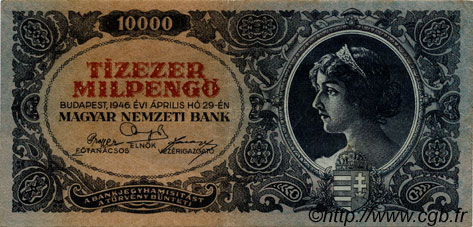 10000 Milpengö HUNGARY  1946 P.126 VF