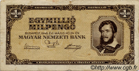 1000000 Milpengö UNGARN  1946 P.128 S