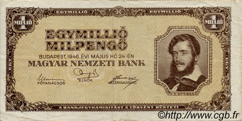 1000000 Milpengö HUNGARY  1946 P.128 VF
