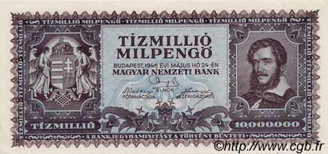 10000000 Milpengö UNGHERIA  1946 P.129 q.FDC