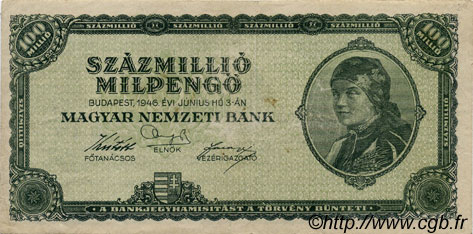 100000000 Milpengö HUNGARY  1946 P.130 VF+