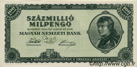 100000000 Milpengö HUNGARY  1946 P.130 UNC