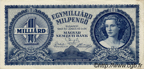 1000000000 Milpengö HUNGARY  1946 P.131 VF