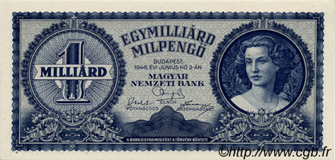 1000000000 Milpengö UNGHERIA  1946 P.131 q.FDC