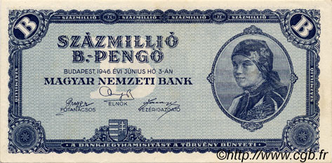 100000000 B-Pengö HUNGARY  1946 P.136 AU