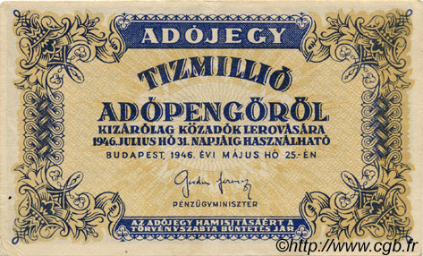 10000000 Adopengö HUNGARY  1946 P.141a AU