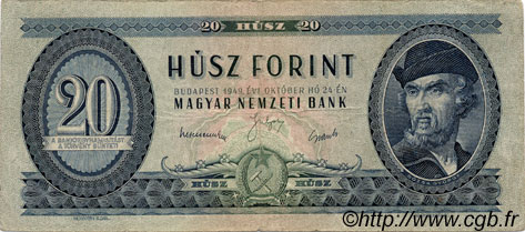 20 Forint UNGHERIA  1949 P.165a q.BB