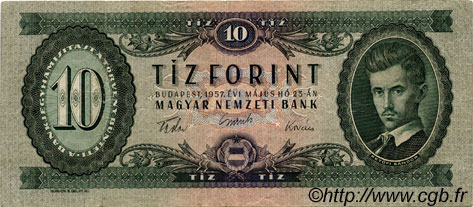 10 Forint HUNGARY  1957 P.168a VF