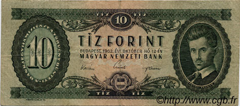 10 Forint UNGHERIA  1962 P.168c BB