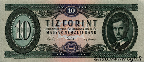 10 Forint HUNGARY  1962 P.168c UNC