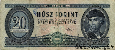 20 Forint HUNGARY  1969 P.169e VG