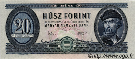 20 Forint HUNGRíA  1975 P.169f SC