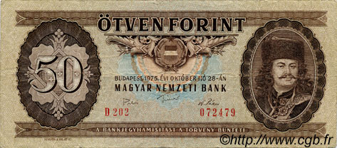50 Forint HUNGRíA  1975 P.170c BC+