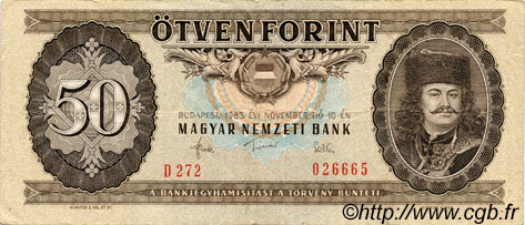 50 Forint UNGHERIA  1983 P.170f MB a BB