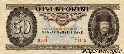 50 Forint HUNGARY  1986 P.170g VF
