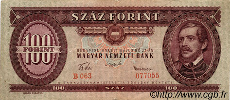 100 Forint HUNGARY  1957 P.171a VF