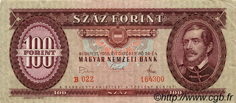 100 Forint UNGARN  1968 P.171d fVZ
