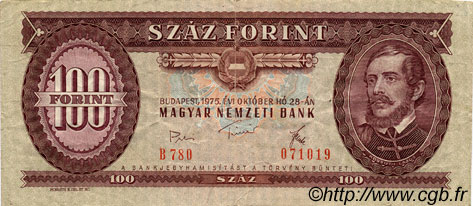 100 Forint HUNGARY  1975 P.171e VF