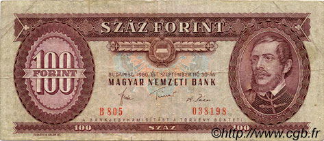 100 Forint HUNGARY  1980 P.171f F