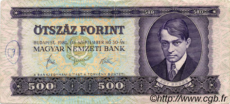 500 Forint HUNGARY  1980 P.172c F+