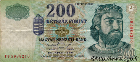 200 Forint HUNGRíA  1998 P.178 BC+
