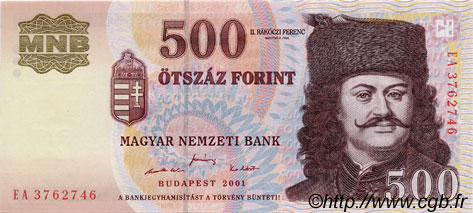 500 Forint UNGHERIA  2001 P.188 FDC