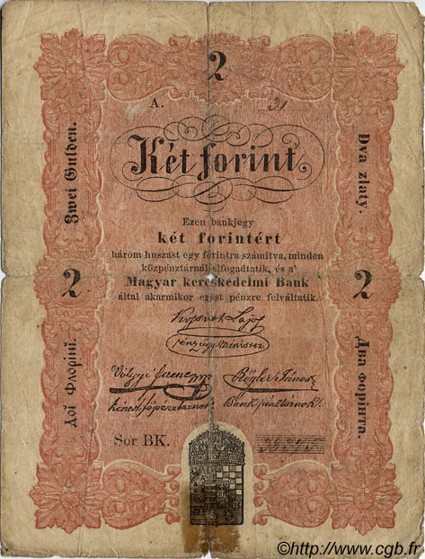 2 Forint HUNGRíA  1848 PS.112 RC